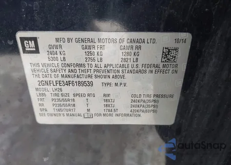 2015 Chevrolet Equinox 1Lt z USA, uszkodzony, nr VIN 2GNFLFE34F6189539